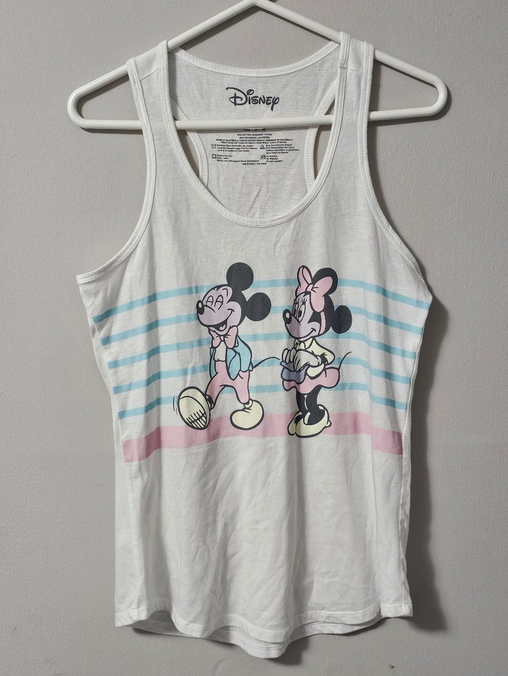 Disney Size M Mickey and Minnie Mouse Pastel Tank Top T Shirt